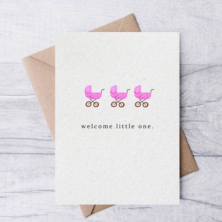 la nouille studio - Wholesale Babykaartje - welcome little one babykaart (roze)