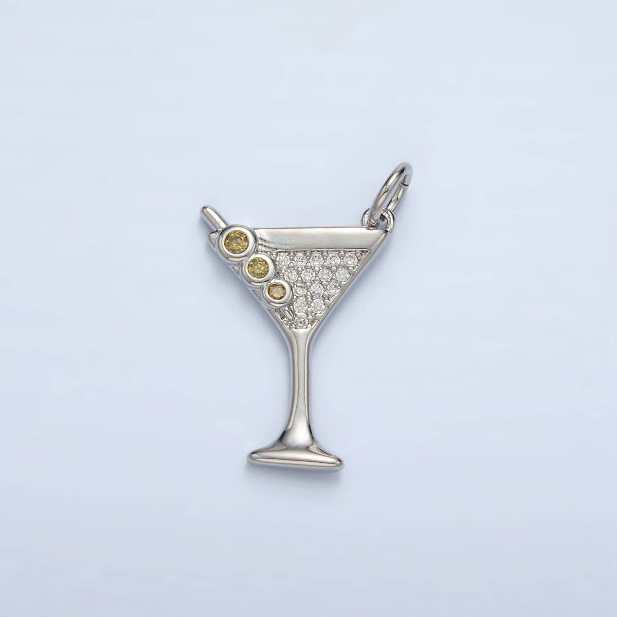 Aim Eternal - Wholesale Individual Charm/Pendant - 14K Gold Filled Micro Paved CZ Mini Martini Alcohol Drinks Charm in Gold & Silver | M5021
