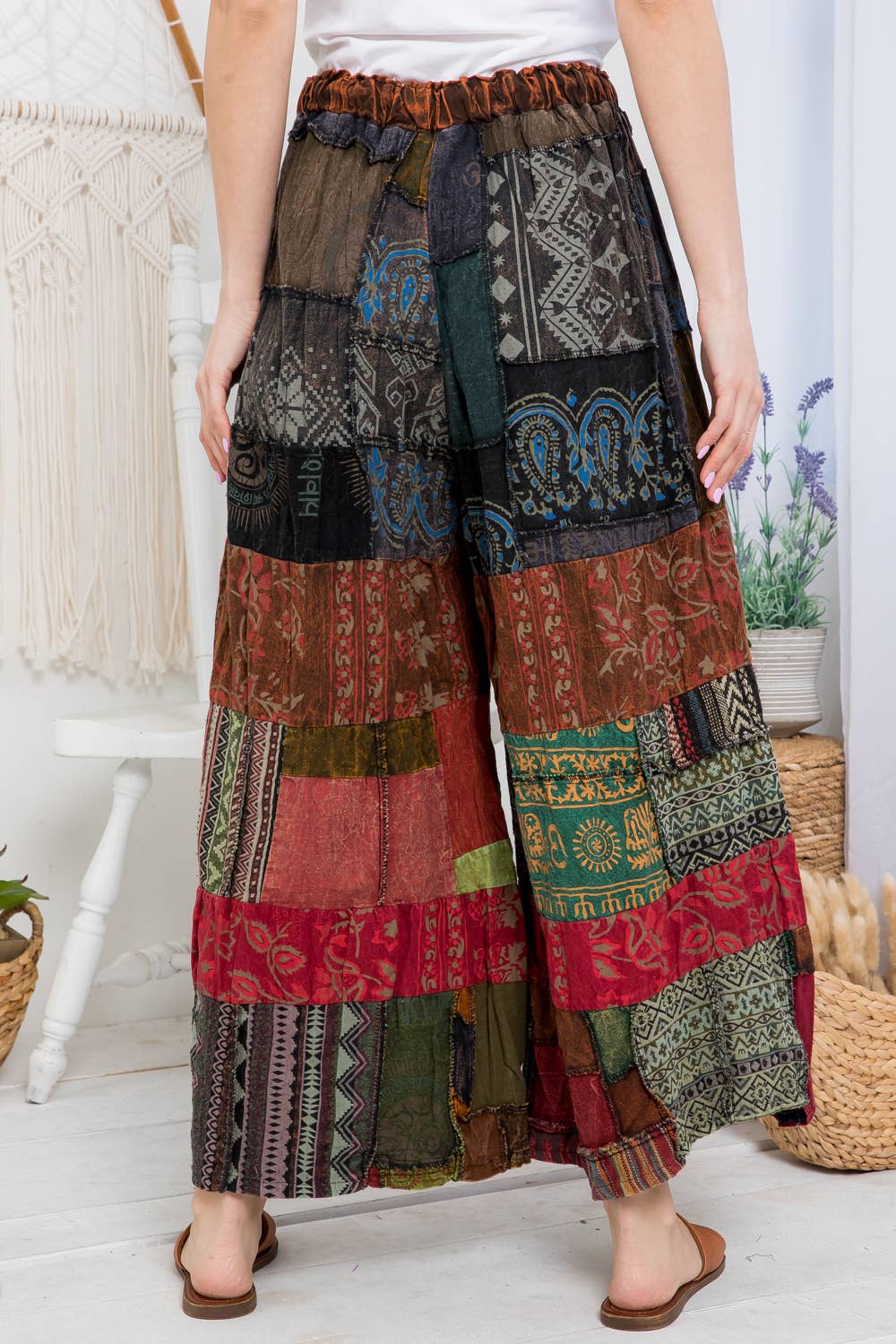 Kathmandu Imports - Wholesale Pants - Women&#x27;s - Patchwork Wide-Leg Pants (TH-1628)3