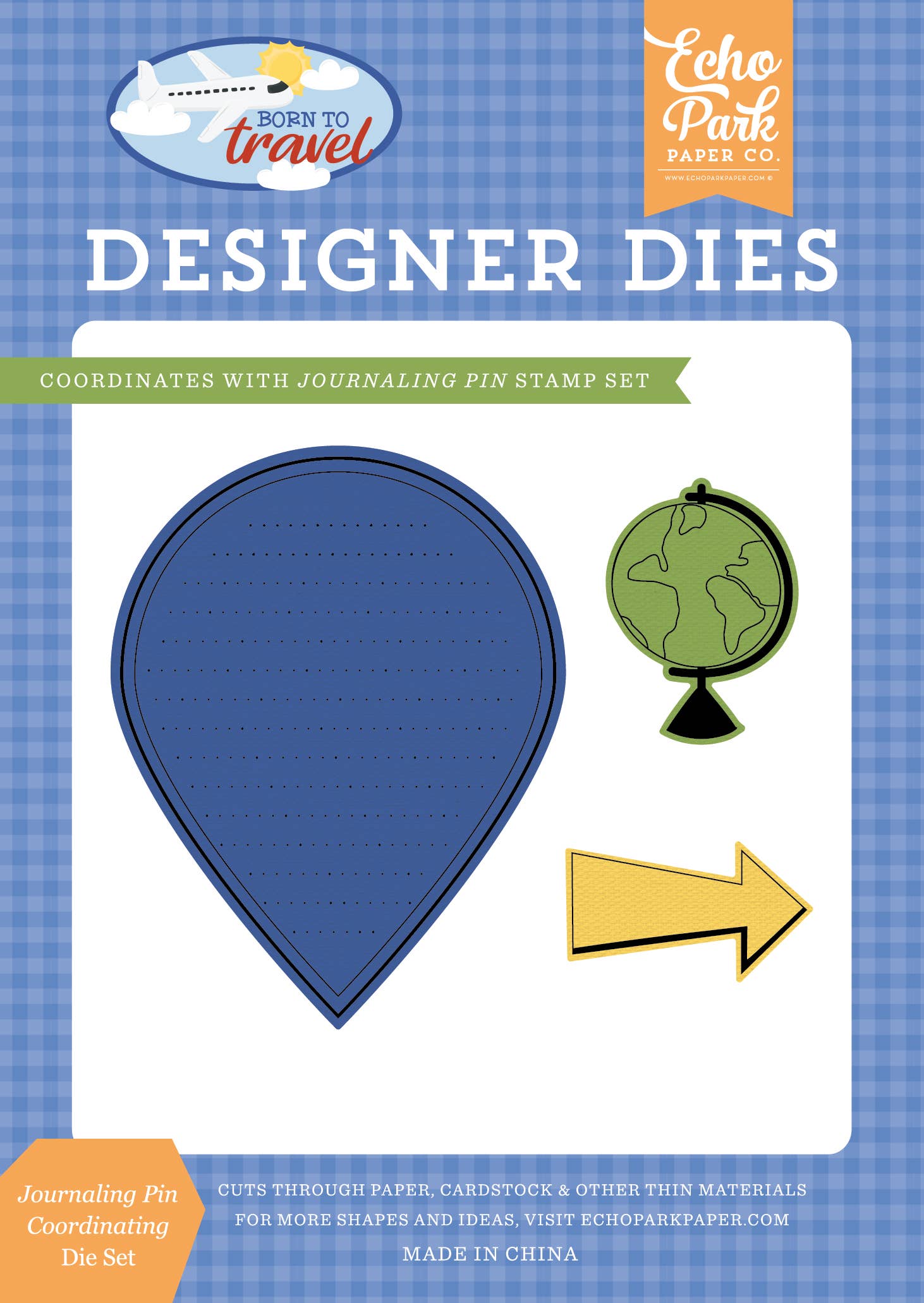 Echo Park Paper Co. - Venta al por mayor Material para manualidades - Nacido para viajar: Conjunto de troqueles coordinados para diario de pines0