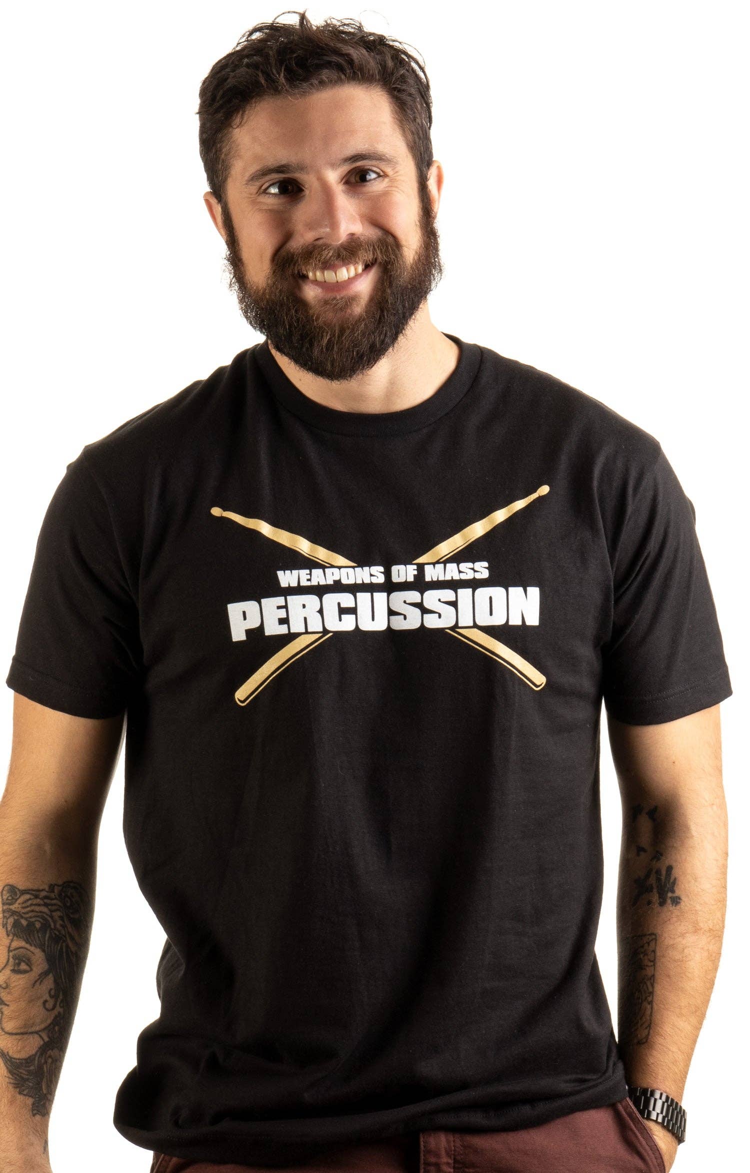 Black Weapons of Mass Percussion - Funny Drum Drummer Music Band M for wholesale on Faire