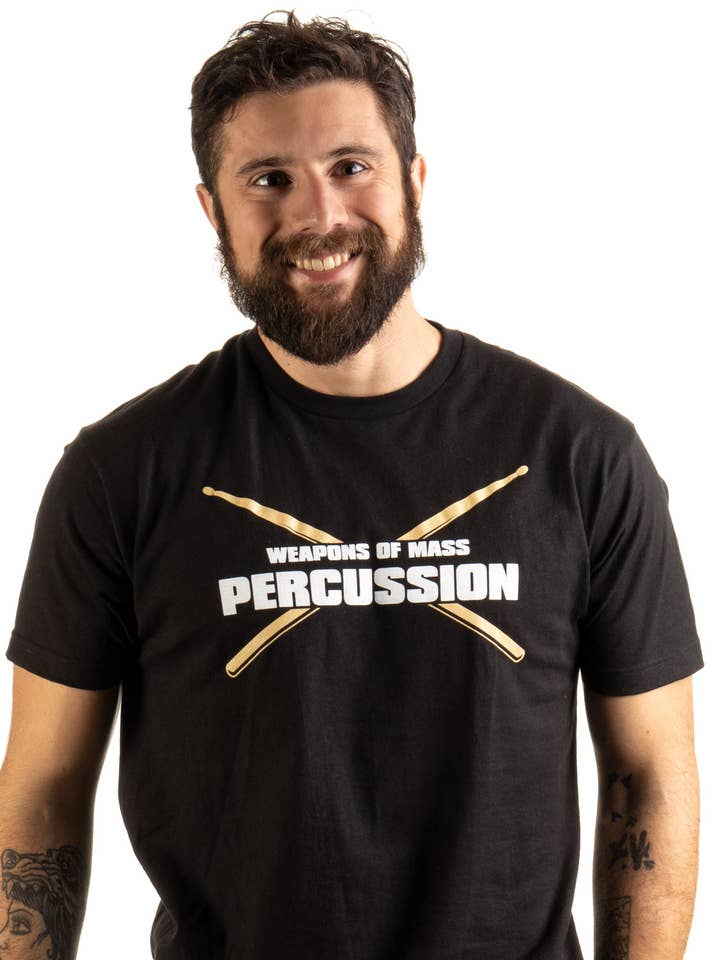 Black Weapons of Mass Percussion - Funny Drum Drummer Music Band M for wholesale on Faire