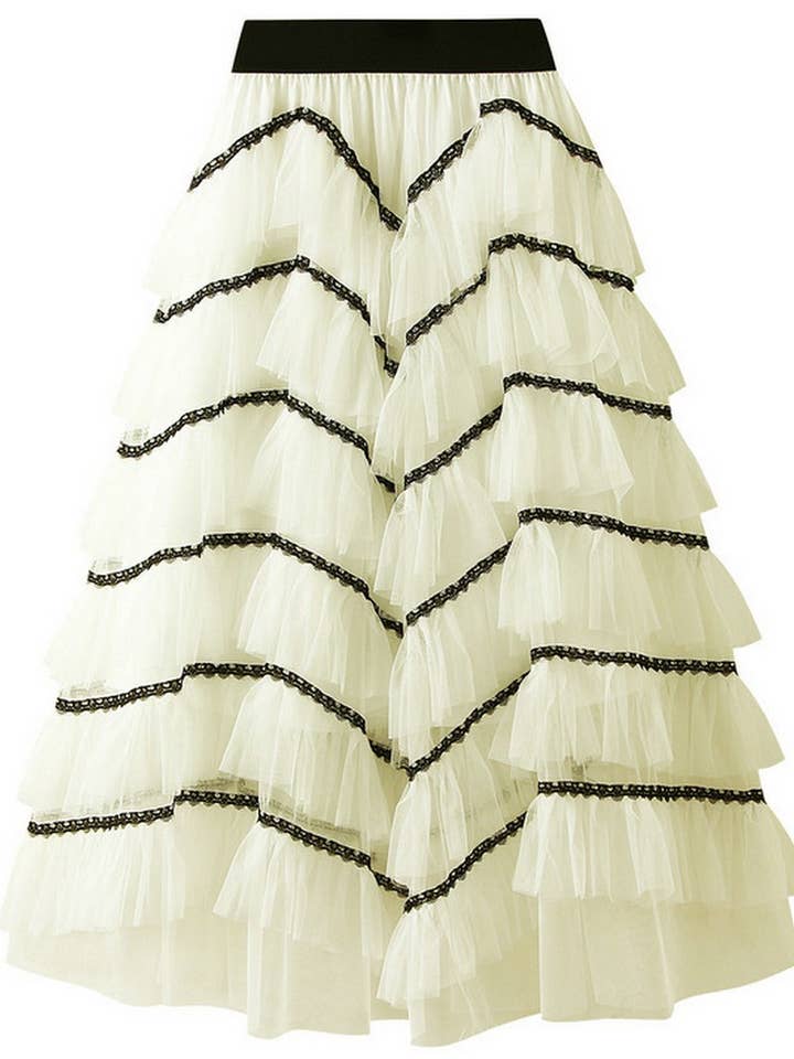 NINEXIS - Wholesale Skirt - Women's - CWBLS0523_LAYERED TULLE CAKE SKIRT WITH FLOWY A-LINE SHAPE8