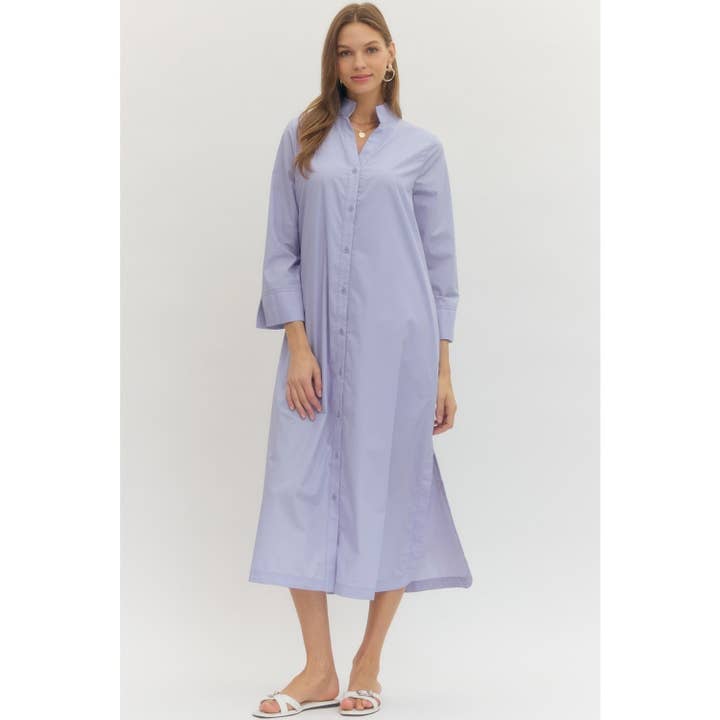 Vestido midi sólido de manga comprida por atacado de STYLE USA