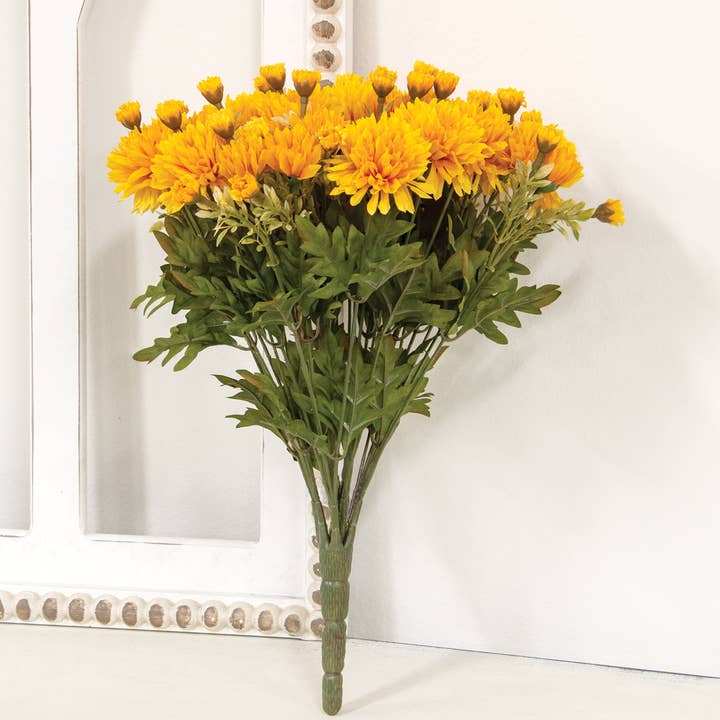 Col House Designs - Wholesale Artificial Flowers - Bountiful Mums Bouquet - Yellow - 15"H2