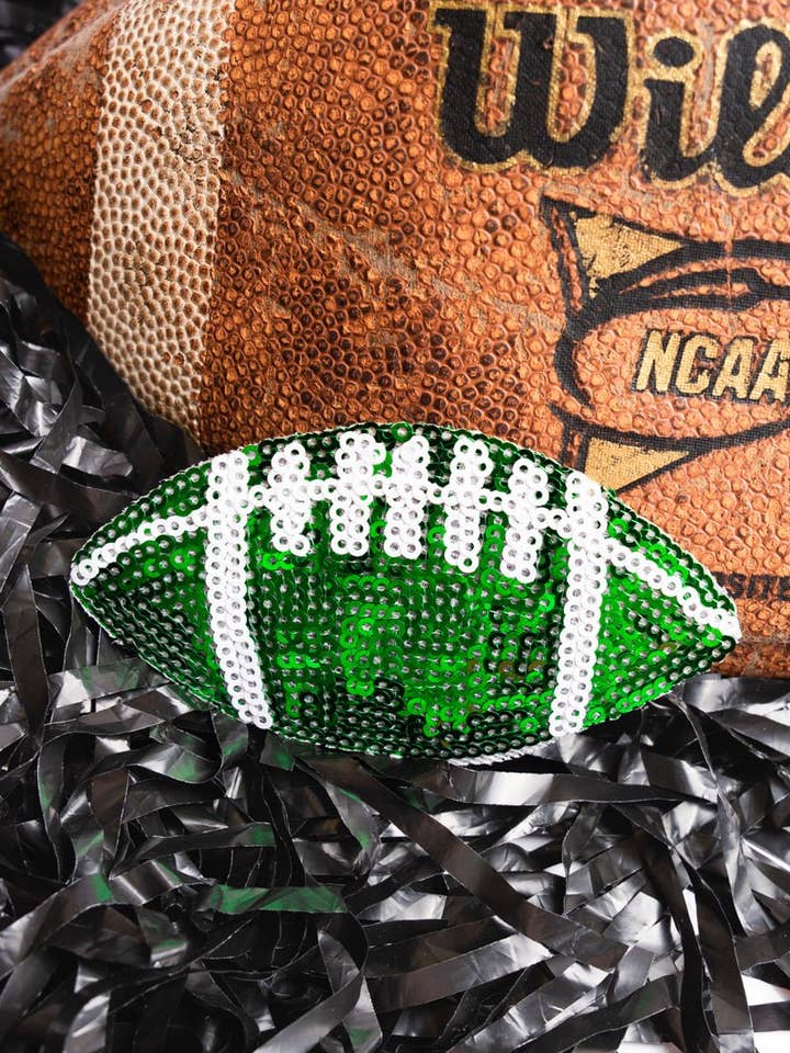 Green Football Sequin Patch for wholesale by Wholesale Accessory Market