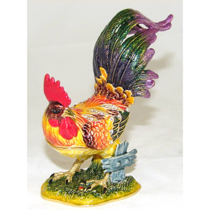Jeweled "Rooster" Box 4" for wholesale by Sea Creations