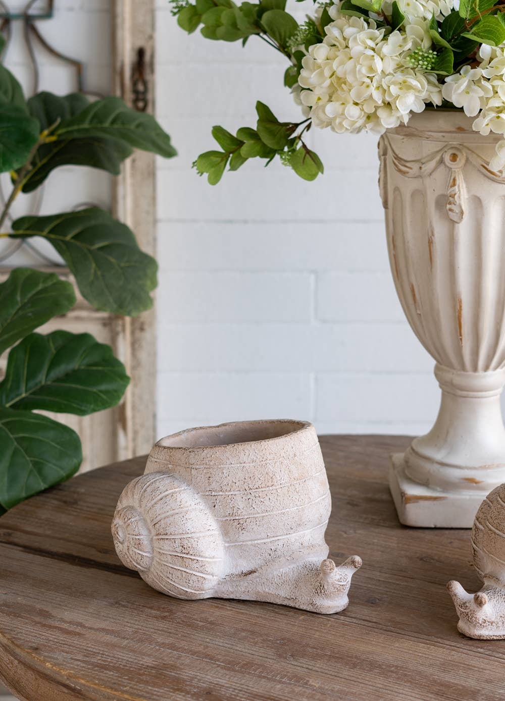 Beige Multi Decorative Sand & Cement Snail Planter with Texture for wholesale on Faire8