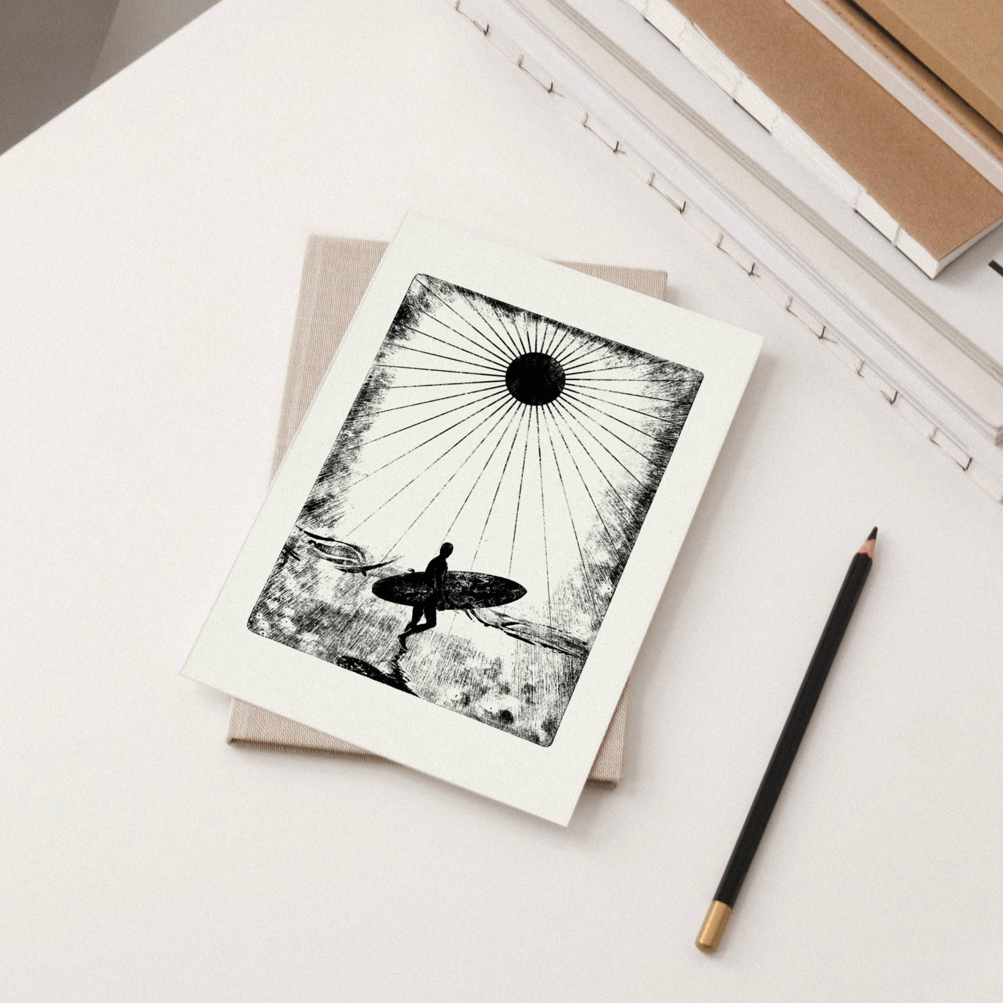 Luke Holcombe Studio - Wholesale Everyday Greeting Card - Chasing Waves Individual Card (A6) Surfing Summer Minimal1