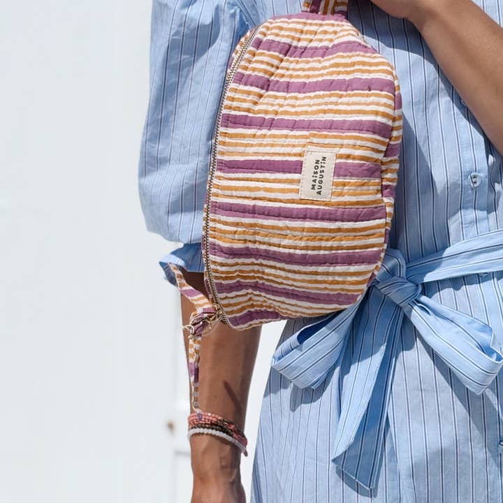 Maison Augustin - Vente Sac ceinture – femme - Sac Banane Mum Stripe Soleil
