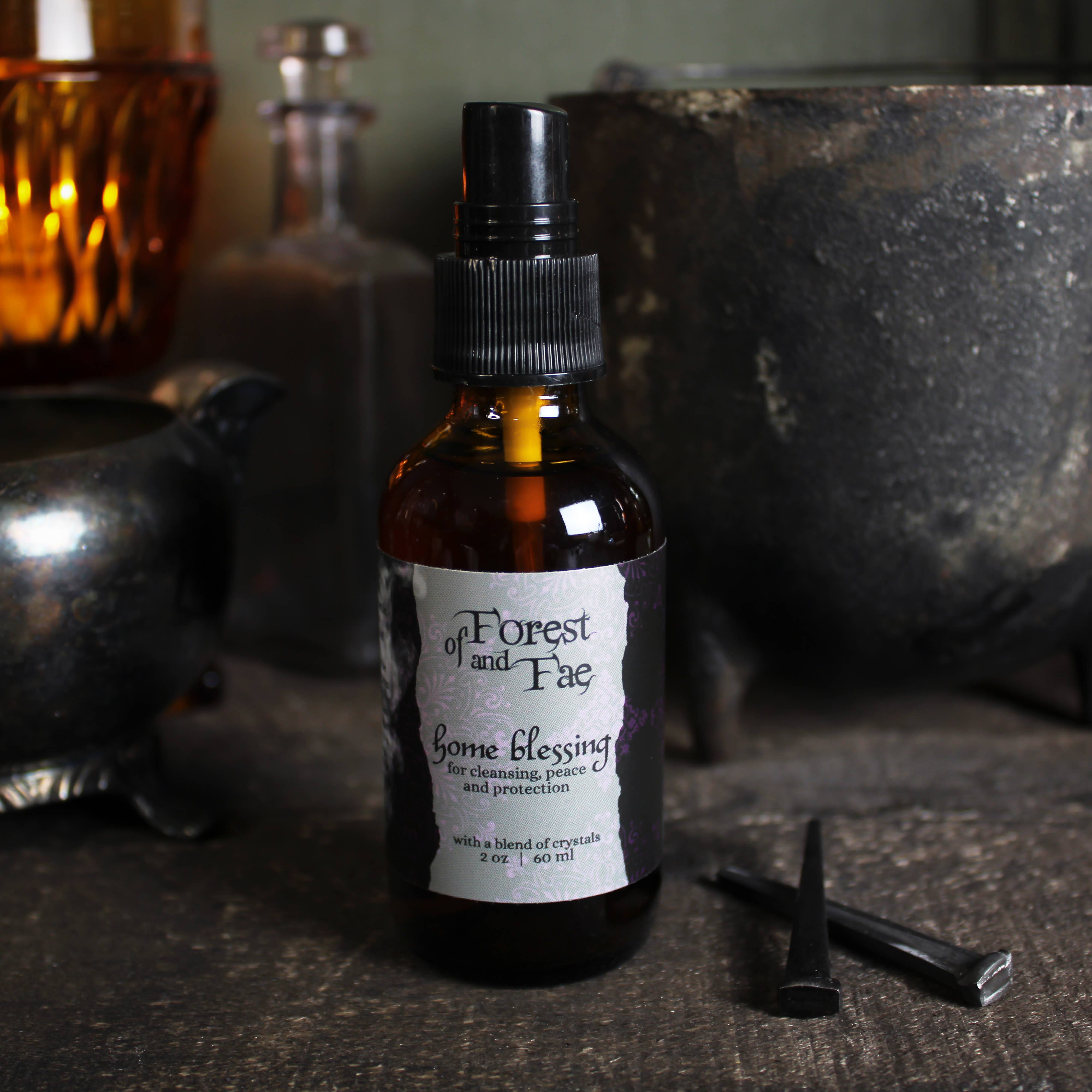 of Forest and Fae - Vente Accessoire de méditation - Spray nettoyant Home Blessing • Infusé aux cristaux • Sorcellerie5