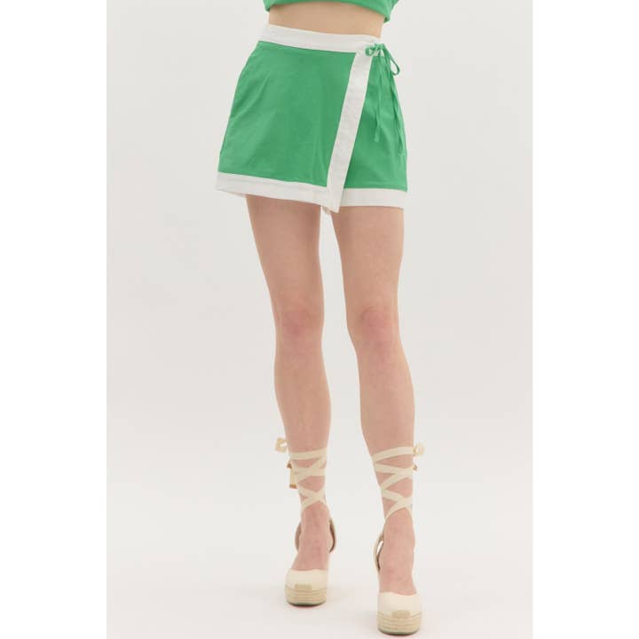 Solider Wickelbindegürtel zum Hineinschlüpfen mit hoher Taille Skort für den Großhandel von STYLE USA