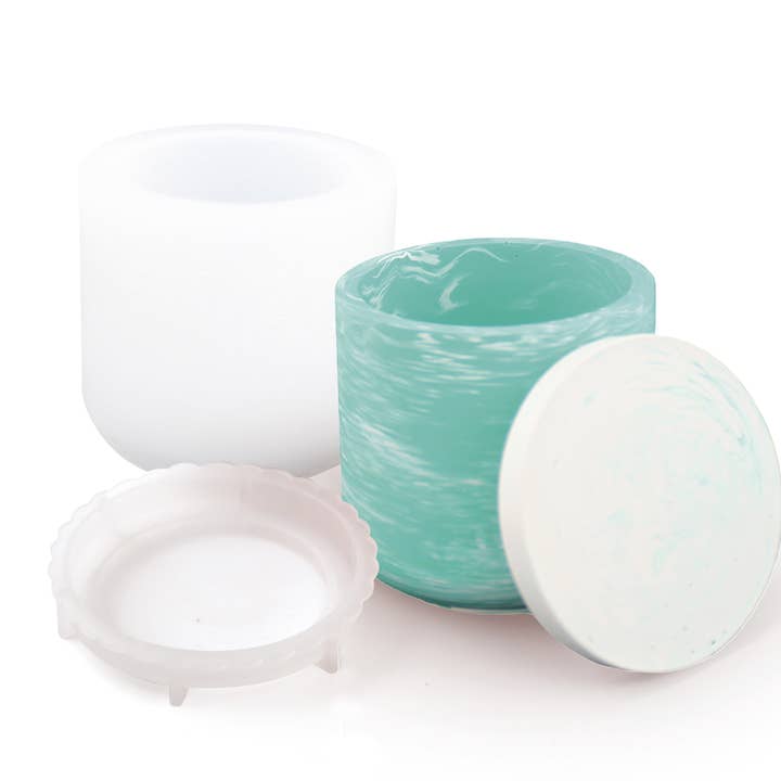 Graine Créative - Wholesale Bath Soap Dish - JESMONITE SILICONE MOLD Ø 8CM X 7.7CM - SMOOTH POT + LID3