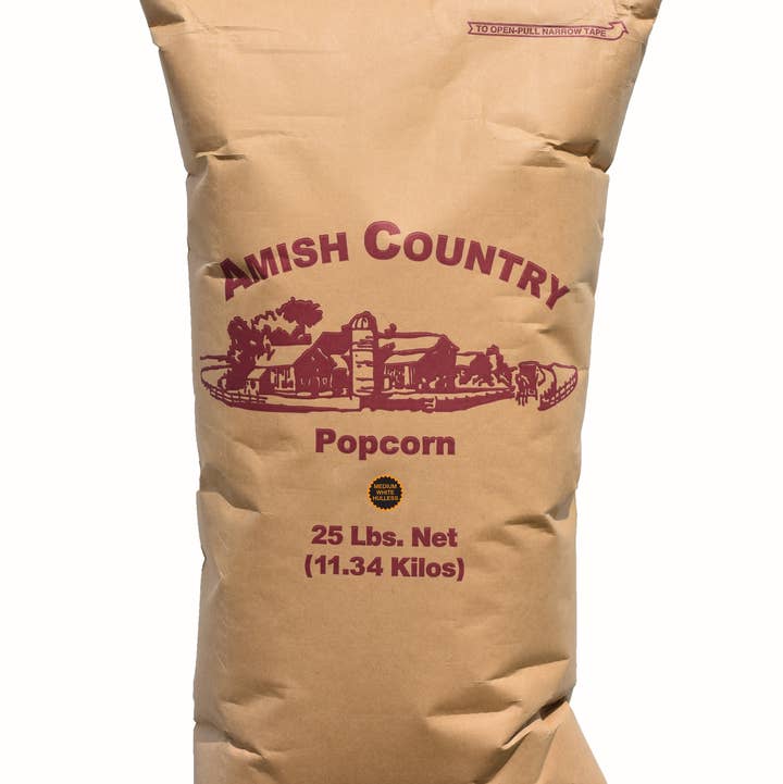 Amish Country Popcorn - Wholesale Popcorn - 25lb. Bag of Medium White Hulless Popcorn