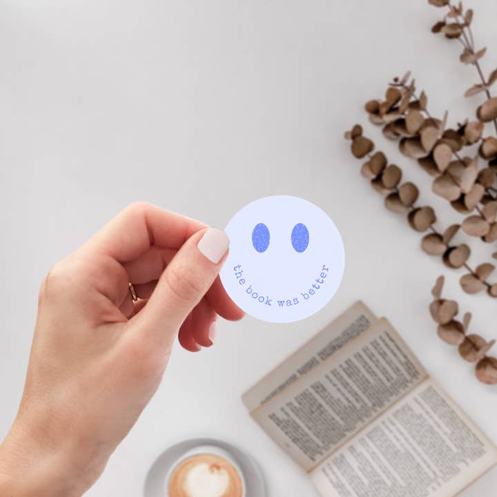 The Book Was Better Distressed Smiley | Bookish Merch for wholesale by MadiCantStopReading