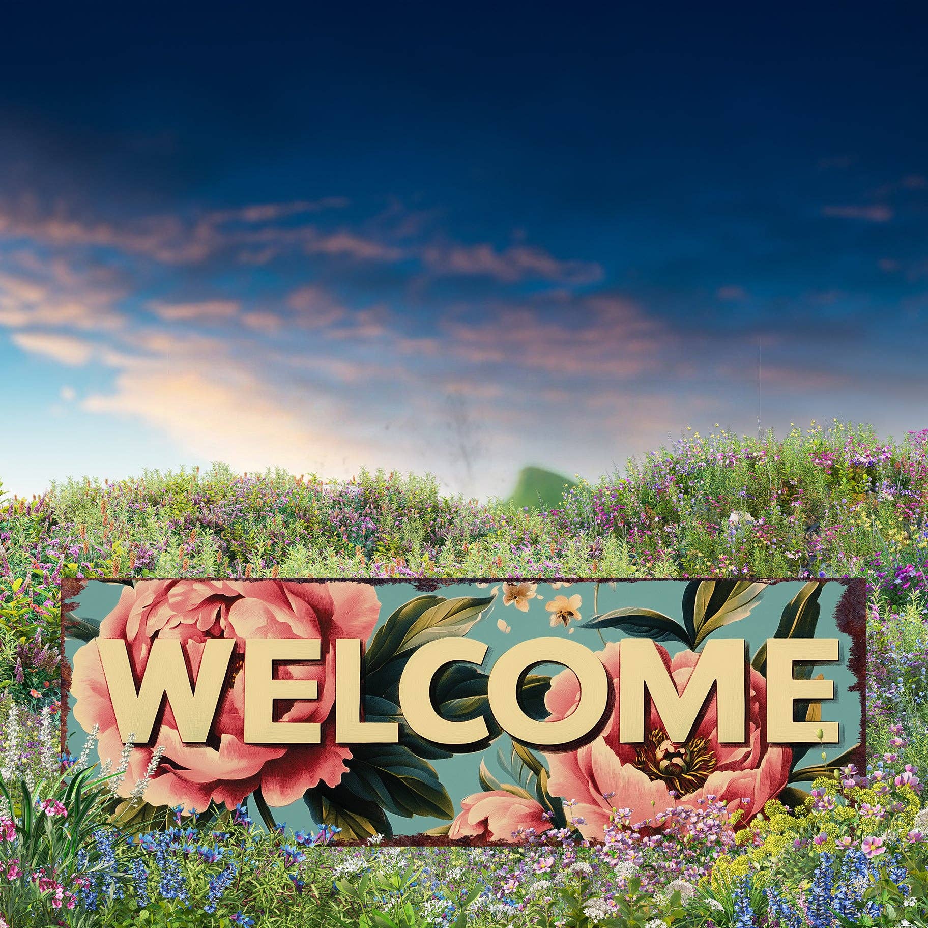 TX USA Corporation - Wholesale Garden/Lawn Stake - Summer Peony Welcome Garden Stake | Farmhouse Outdoor Yard Sign 36in2