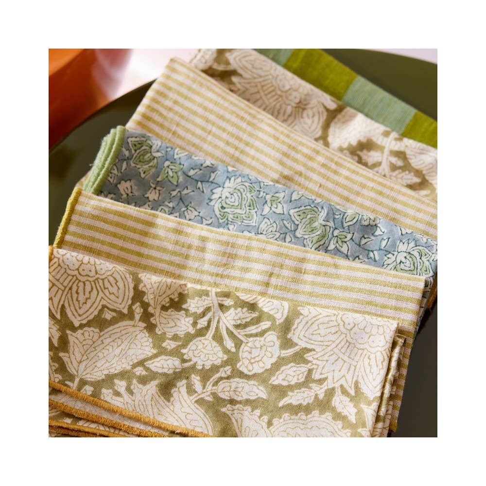 Bonheur du Jour - Wholesale Dinner & Cloth Napkin - Set of 2 Napkins - Wide Celery Stripes5