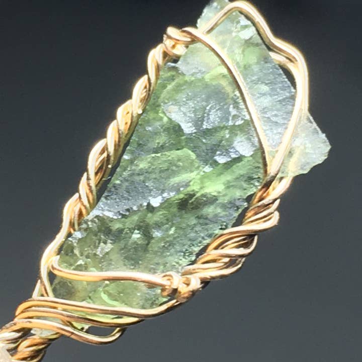 Moldavite and Gold Fill Pendant 925 Sterling Silver Chain for wholesale by Wildheart Crystals