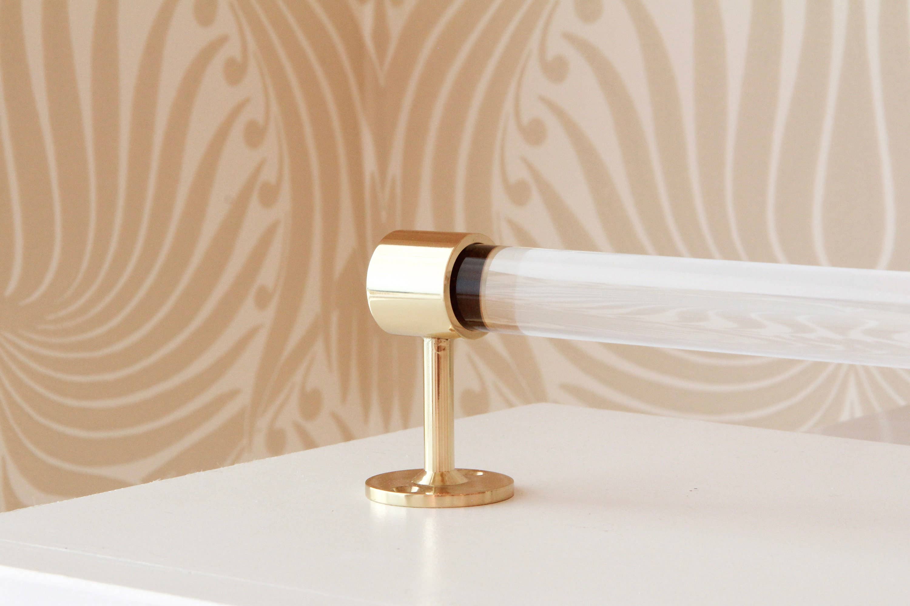 LuxHoldups - Wholesale Towel Holder/Hanger - Brass Lucite Retro Towel Bar with Hardware for Bathroom6