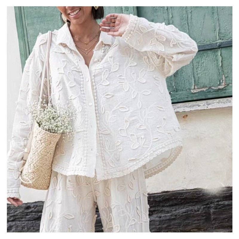 BIANCO Coordinato alla moda in jacquard di seta bianca in vendita all'ingrosso su Faire3