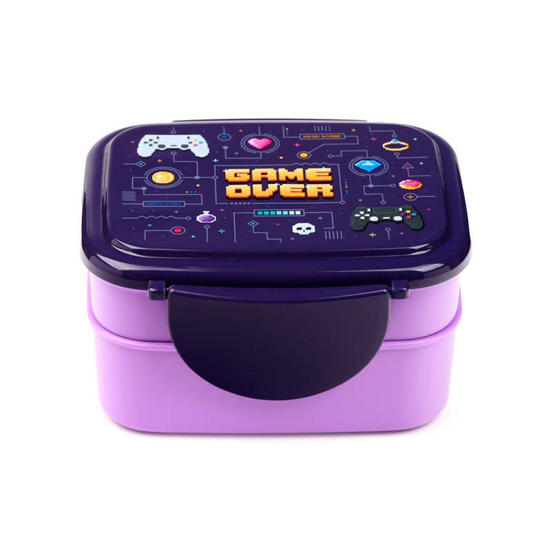 Puckator Ltd – wholesale Lunch bag/box – Game Over Clip Lock Stacked Bento Lunch Box with Cutlery3