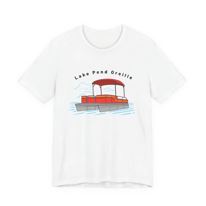 T-shirt du lac Pend Oreille, Idaho - Tee-shirt bateau ponton pour la vente par Hey Mountains