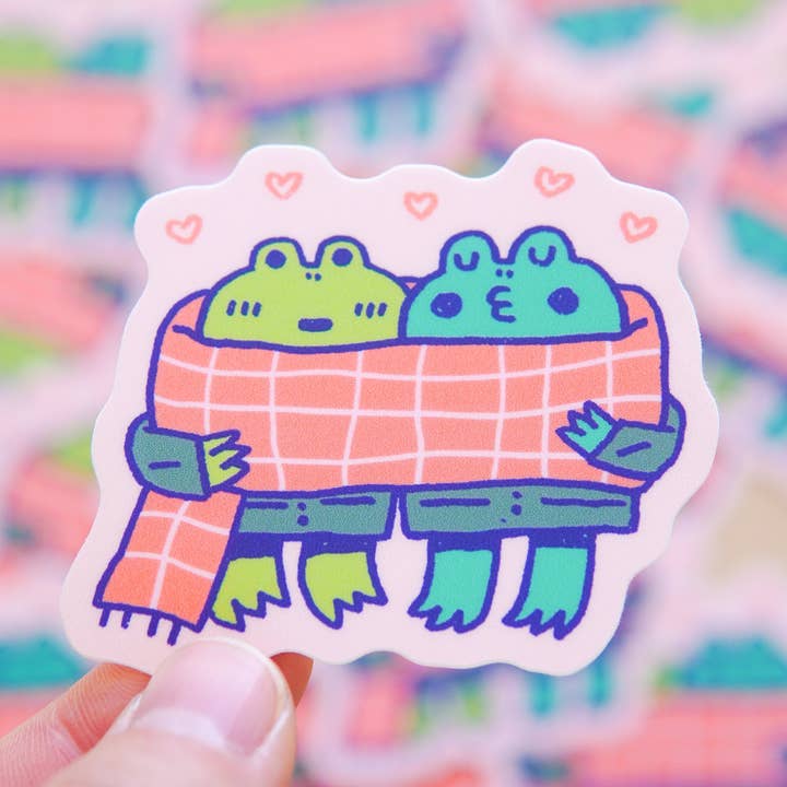 Frogs In Luv Sticker for wholesale by Megan Wang