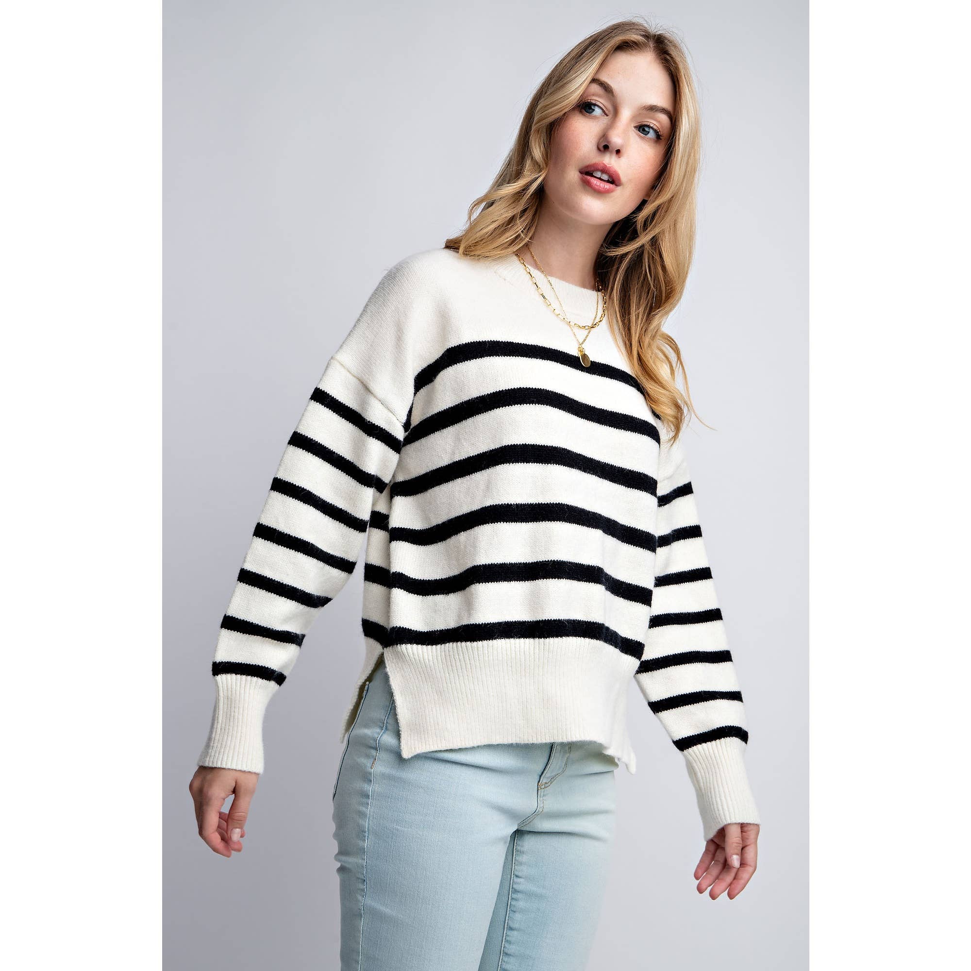 Sweet Generis - Wholesale Knit Sweater - Women's - CLASSIC STRIPE OVERSIZE PULLOVER6