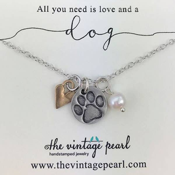 All You Need is Love and a Dog Necklace for wholesale by The Vintage Pearl