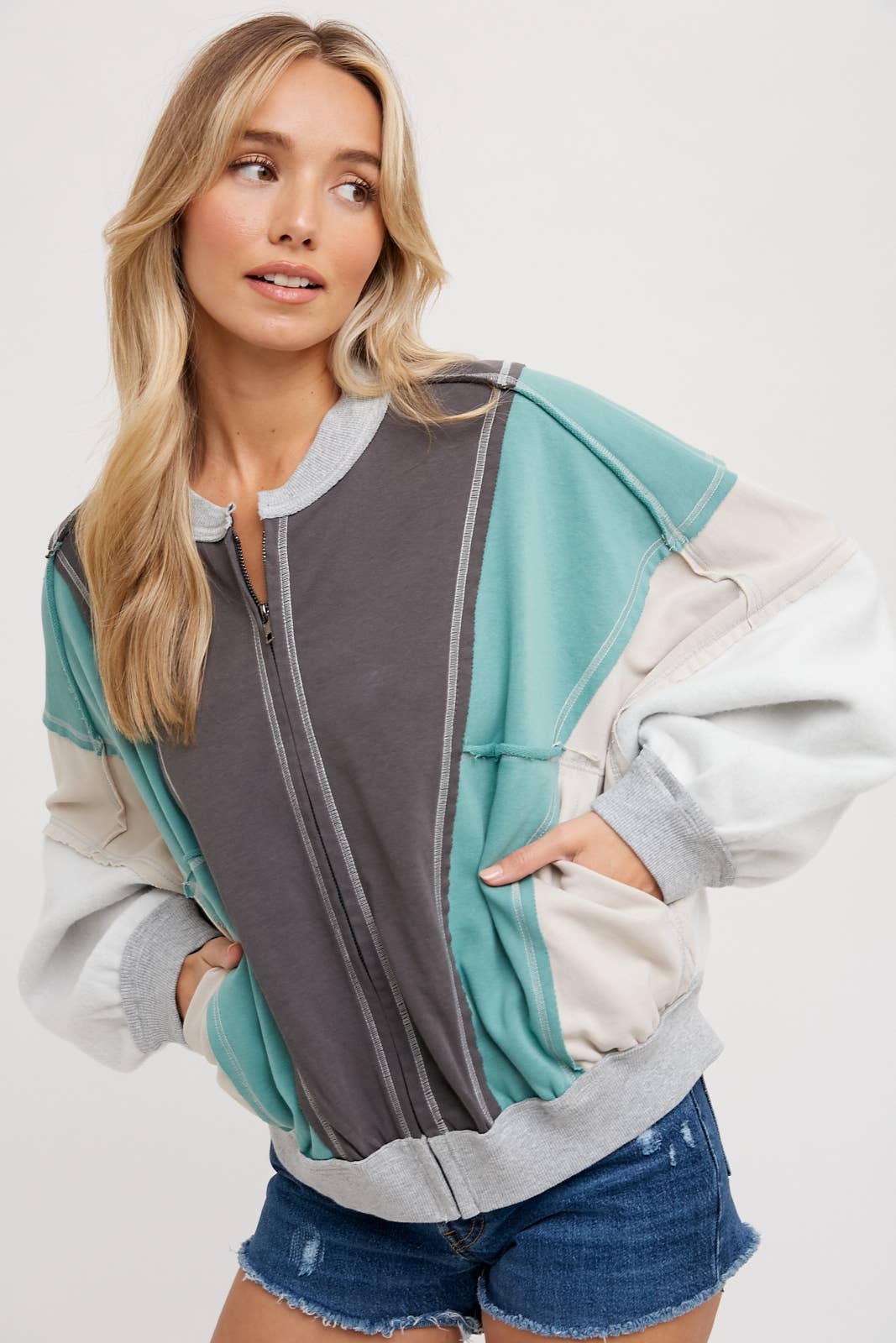 Bluivy - Wholesale Bomber Jacket - Women's - COLOR BLOCK BOMBER JACKET2
