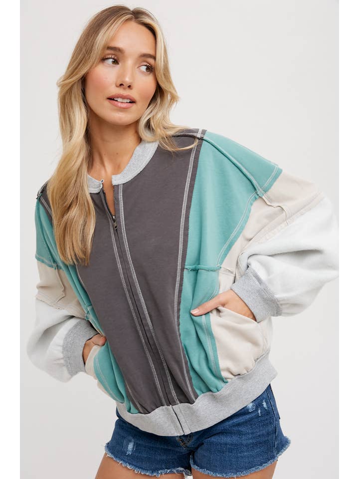 Bluivy - Wholesale Bomber Jacket - Women's - COLOR BLOCK BOMBER JACKET2