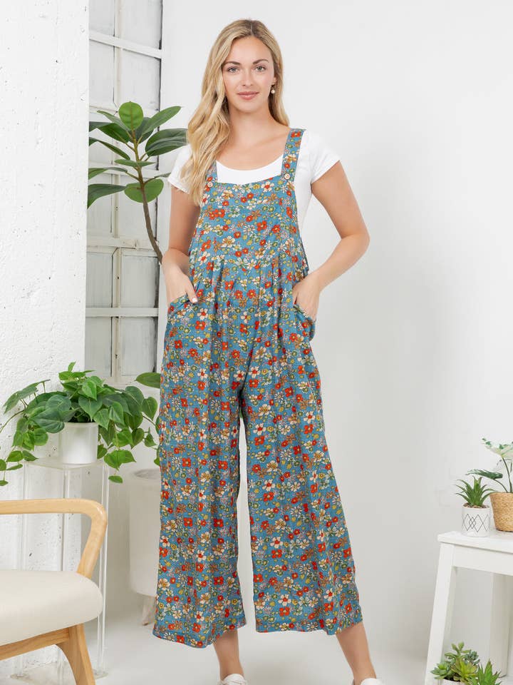 Vintage Floral Print Overall for wholesale by LA Soul