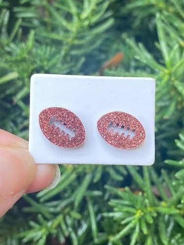 Football Glitter Acrylic Stud Earring Chiefs Game Day for wholesale by Baubles by B