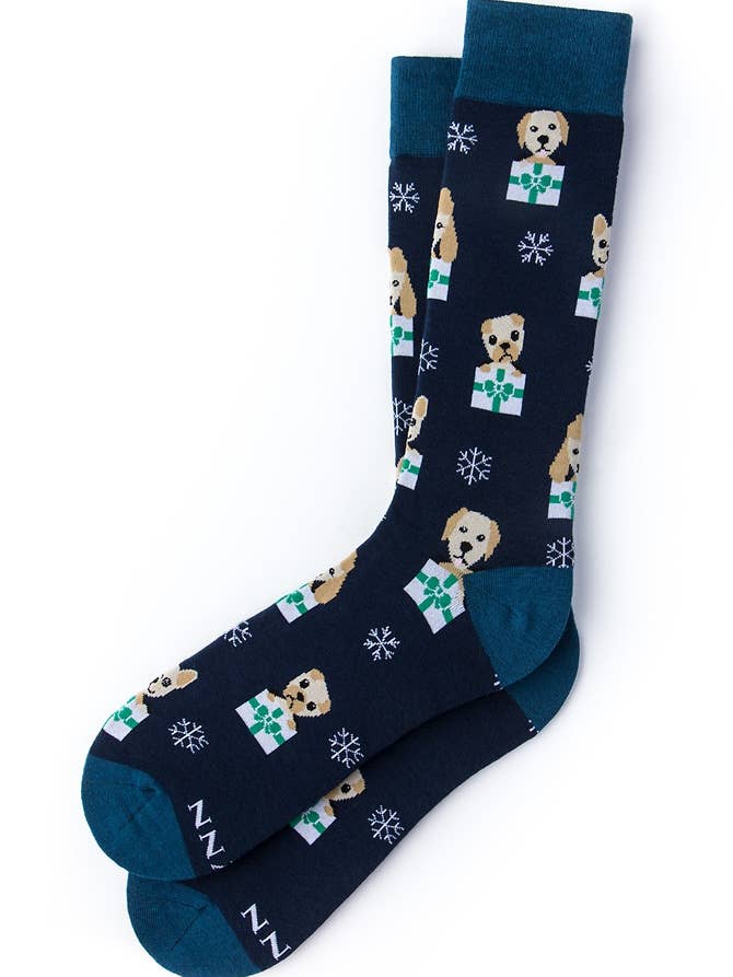 Santa Lil' Yelpers Sok - Marineblauw gekaard katoen voor wholesale door Alynn