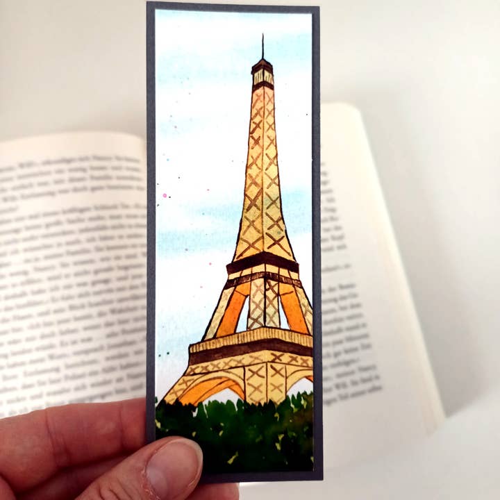 Christina Jenne Art and Design - Vendita all'ingrosso Segnalibro - Segnalibro ad acquerello fatto a mano - Torre Eiffel di Parigi
