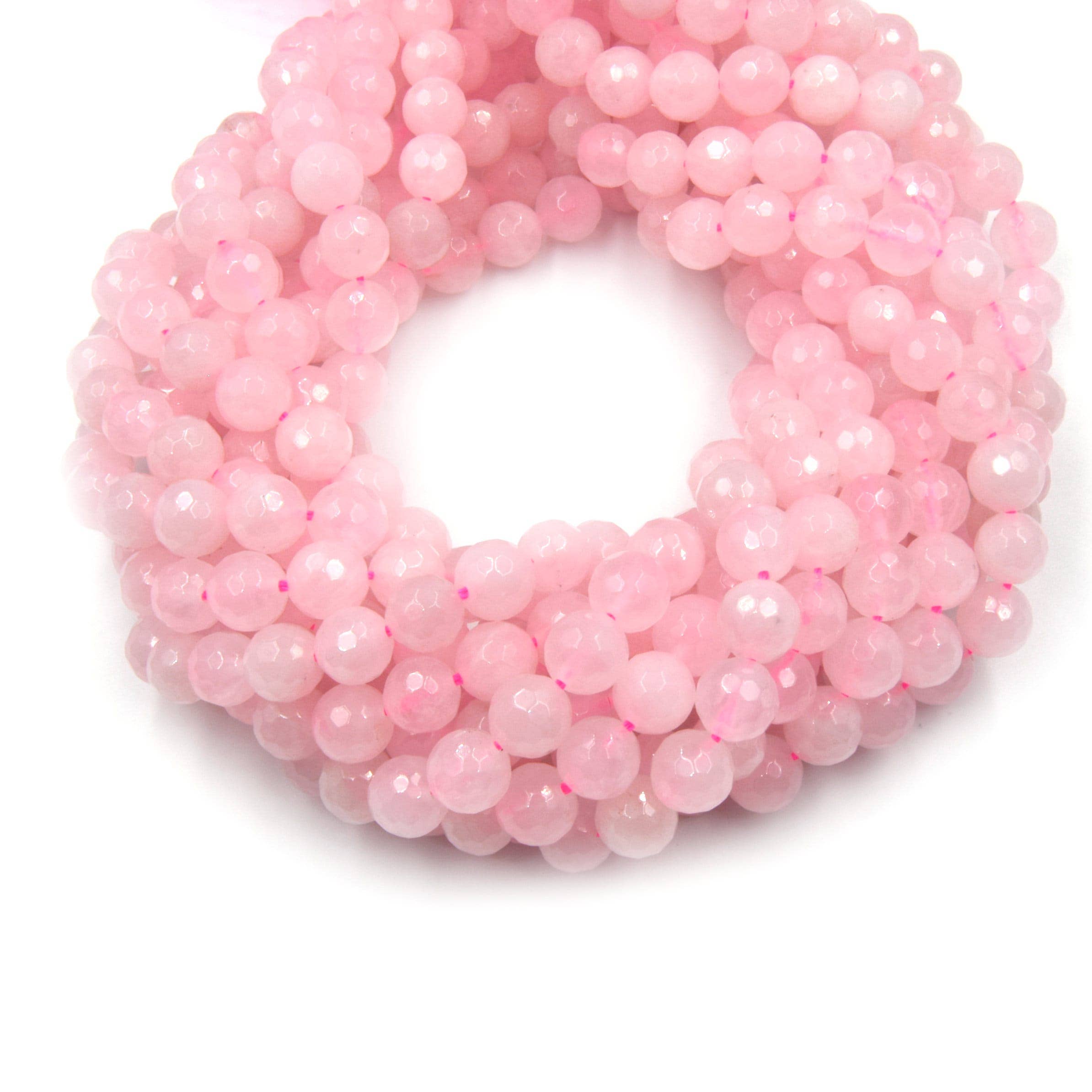 Only Beads - Wholesale Beads - Faceted Rose Quartz Bead | Pink Round Faceted Finish Gemstone Beads | 4mm 6mm 8mm 10mm 12mm Available0