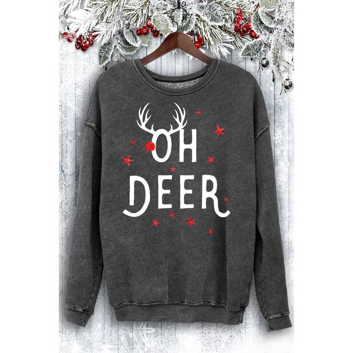 HRTandLUV - Wholesale Sweatshirt - Women's - OH DEER GLITTER MINERAL SWEATSHIRTS9