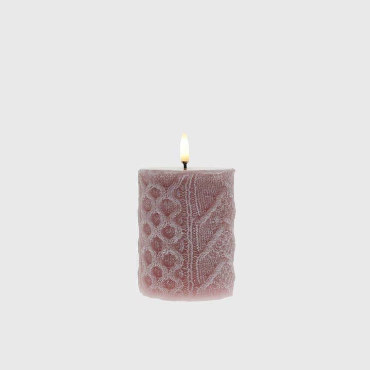 CalmFlame Embossed Cable Stitch LED Pillar-No Fragrance for wholesale by ARTEMIS