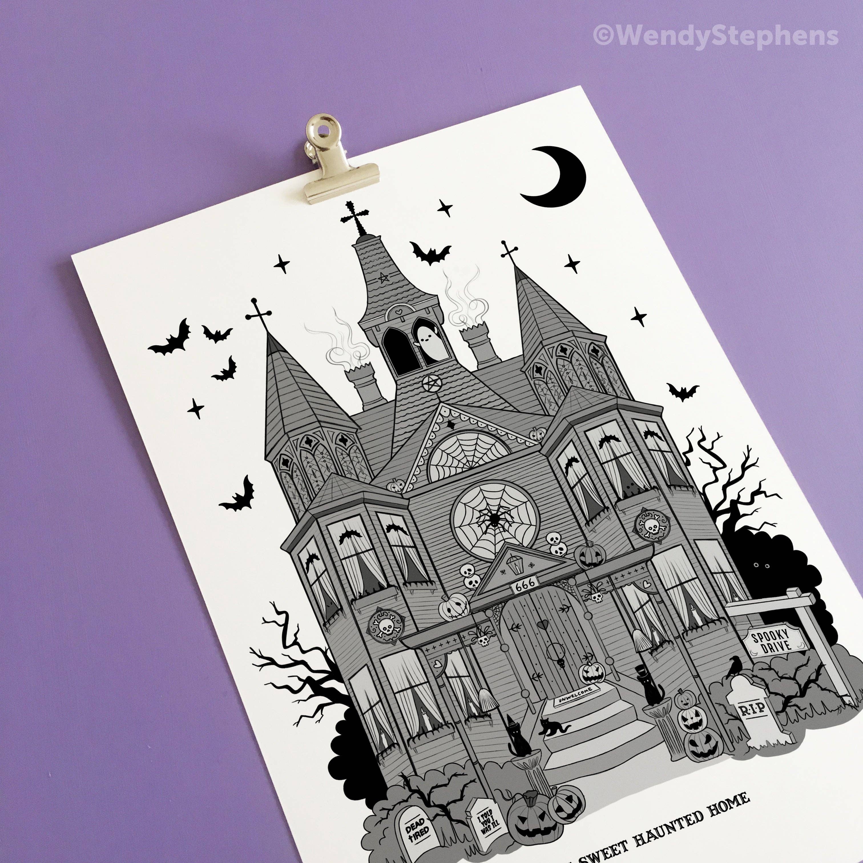 Wendy Stephens Art - Wholesale Art Print - Haunted House Gothic Art Print3
