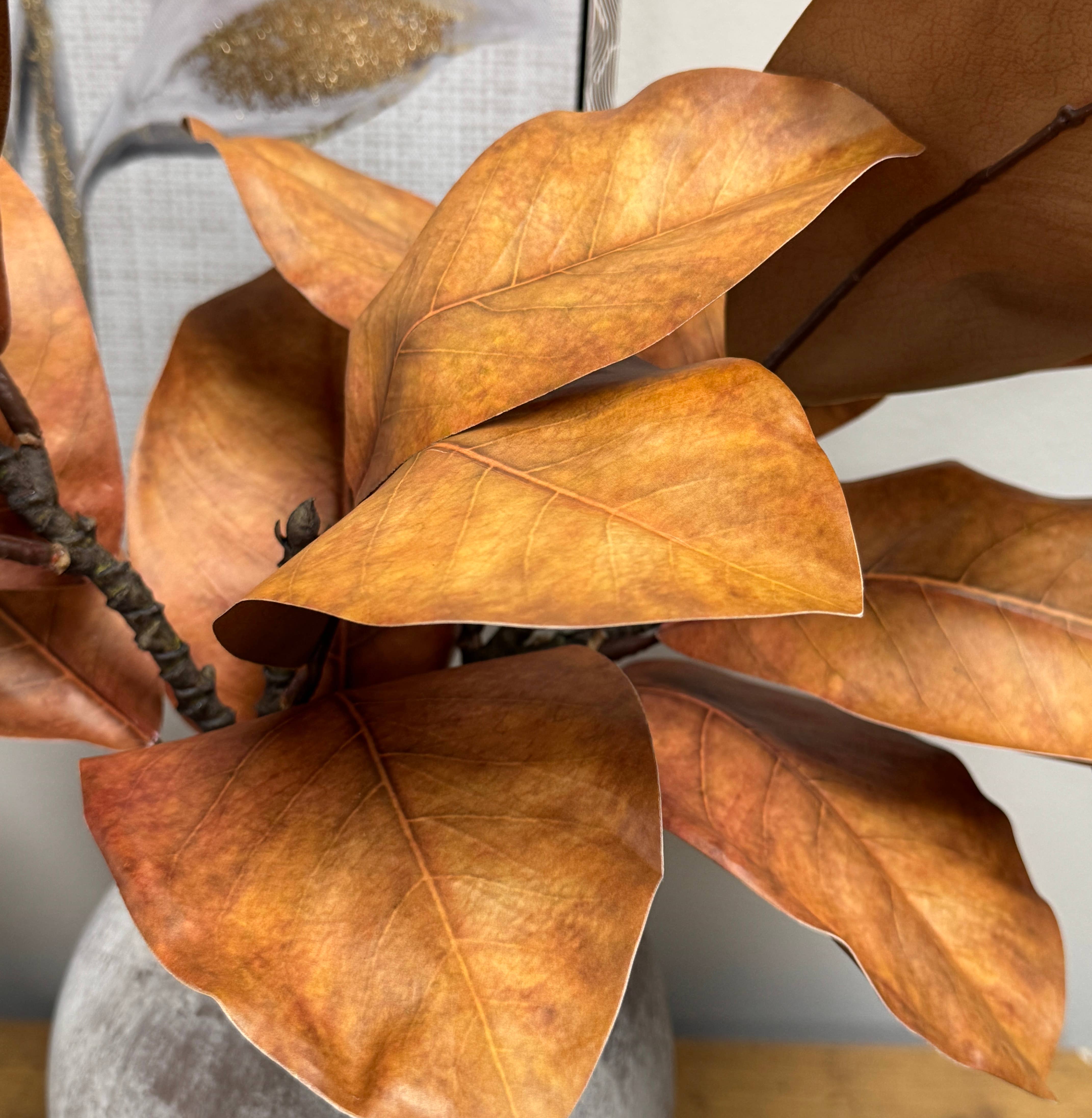 Angel Isabella - Vente Fleurs artificielles - Tige de magnolia ultra réaliste Real Touch de 22" - 10 feuilles0