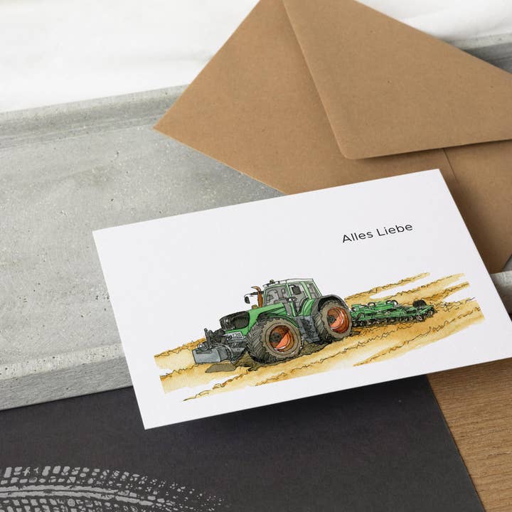 Carta del veicolo - trattore | biglietto di auguri | biglietto di auguri per la vendita all'ingrosso da parte di Funkenbunt