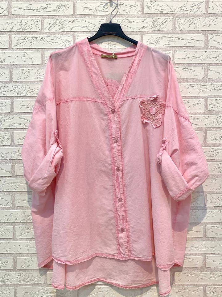 Rif: 4668, Camicia di cotone con pizzo floreale. per la vendita all'ingrosso da parte di Ling