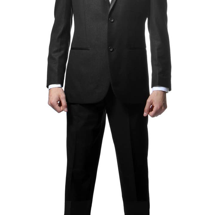 Slim Fit Notch Lapel TX100 Black 2pc Tuxedo for wholesale by Ferrecci