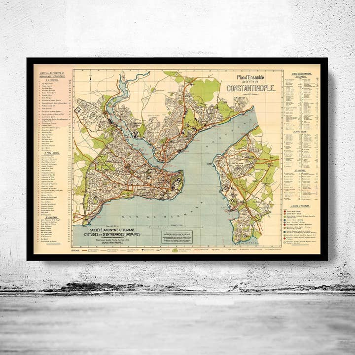 Alte Karte von Istanbul 1922 Konstantinopel Türkei Vintage Karte | Vintage Karten Wandkunst Druck für den Großhandel von OldCityPrints - Old Maps and Posters