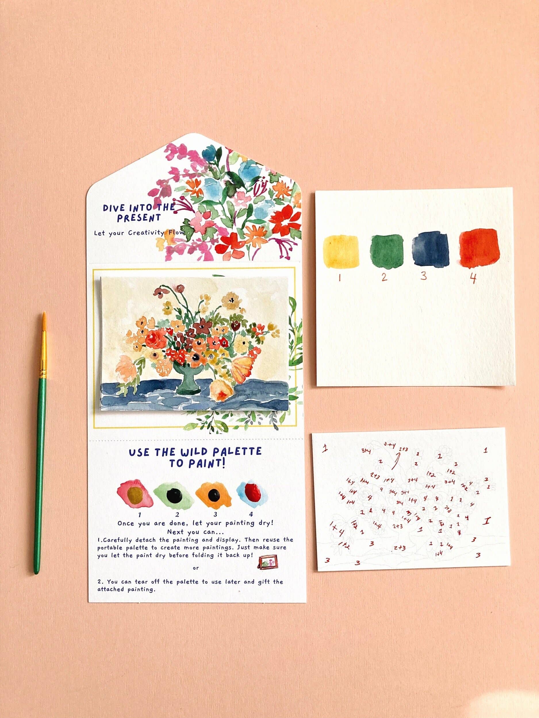 Pink Puddle Studio - Wholesale DIY Craft Kit - Dutch Flower Still Life Paint by Number DIY Watercolor Kit1