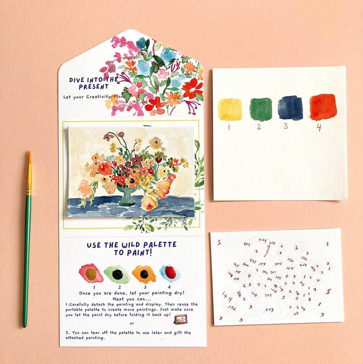 Pink Puddle Studio - Wholesale DIY Craft Kit - Dutch Flower Still Life Paint by Number DIY Watercolor Kit1