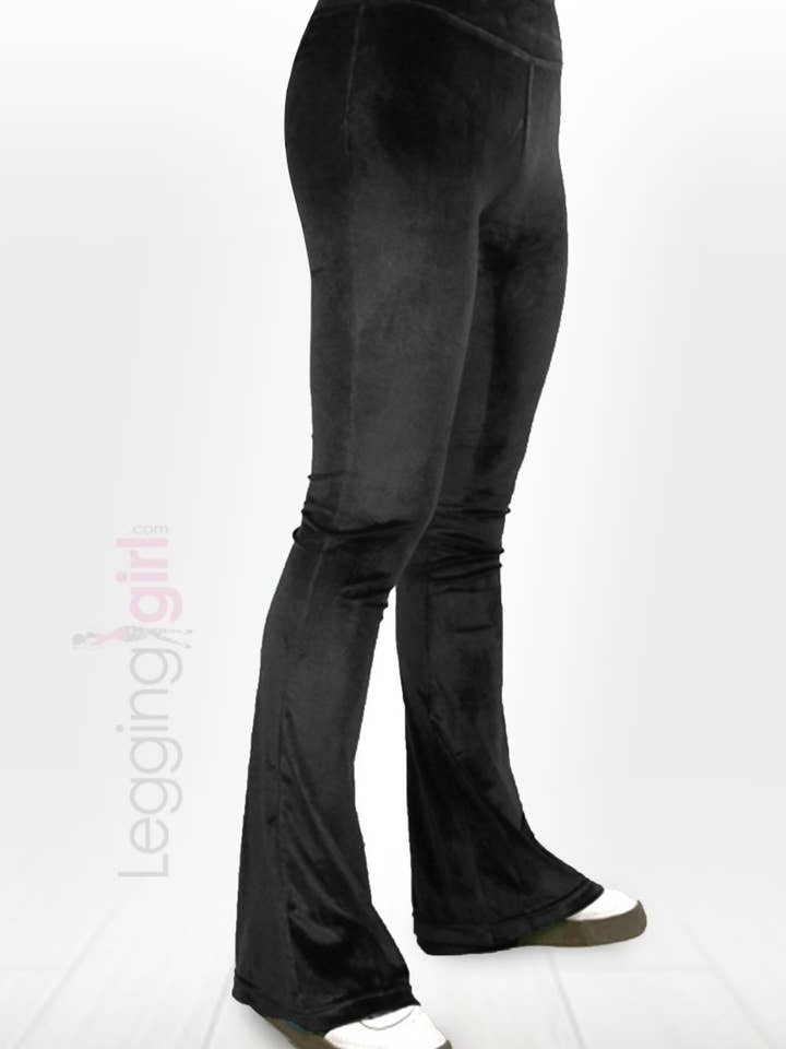 Luxury Black Velour Women's Palazzo Pants for wholesale by LeggingGirl.com