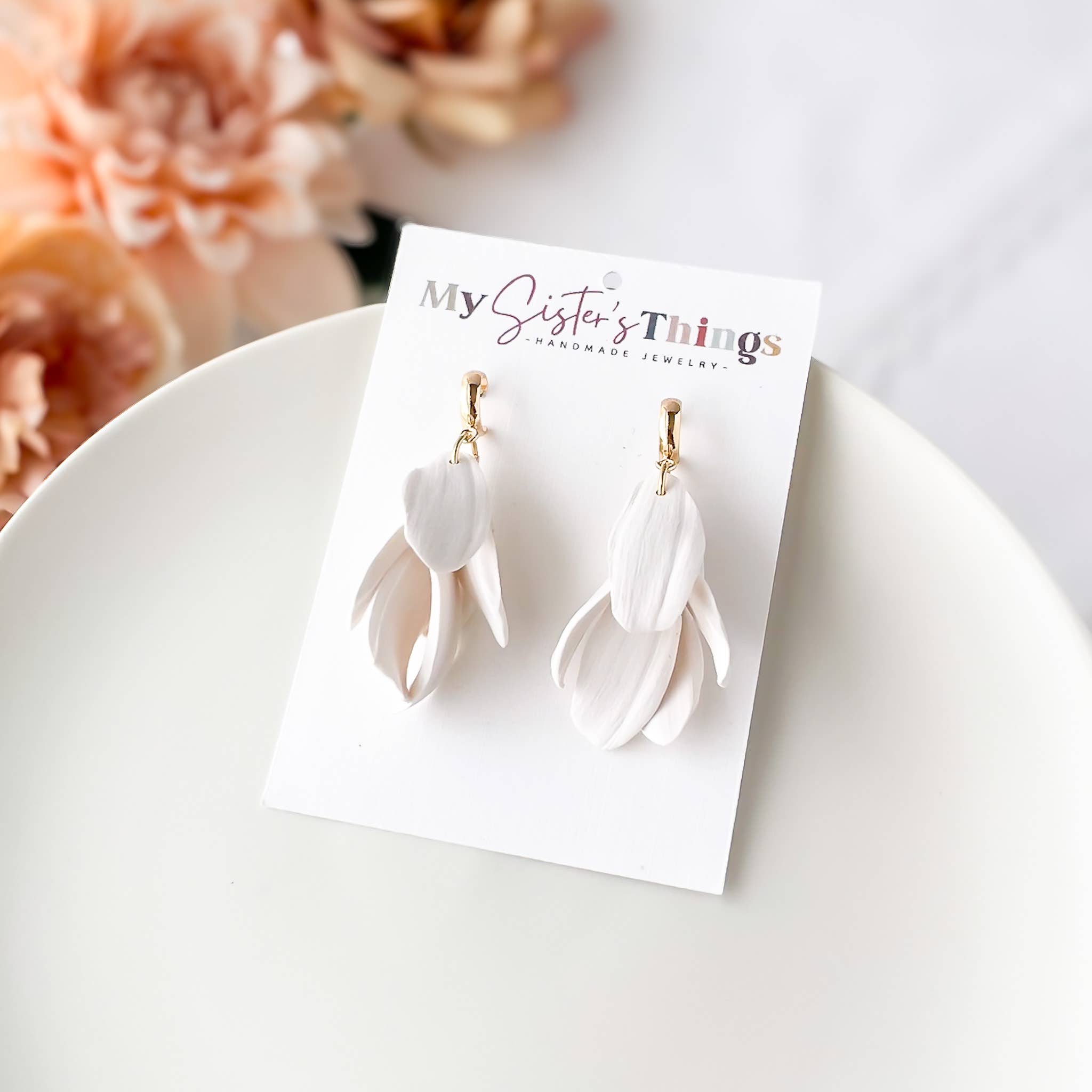 My Sister’s Things - Wholesale Dangle Earrings - Black Petal Dangle Earrings, Clay Boho Statement Earrings1