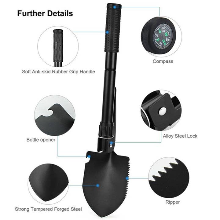 Tsyware - Wholesale Garden Tool - Mini Foldable Military Folding Shovel 7-in-1 Multi-Function4