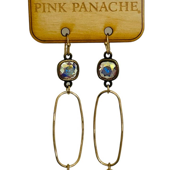 Acrylic hexagon charm earring with Austrian crystal - LC for wholesale by Pink Panache Brands